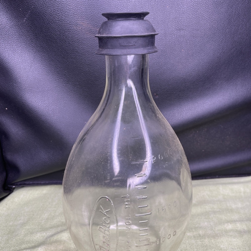 Vintage MACBICK Corning Borosilicate 2000mL Reagent Media Bottle w Rubber